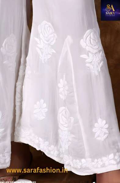 RAHAT MODAL WHITE CHIKANKARI KALIDAAR PALAZOO